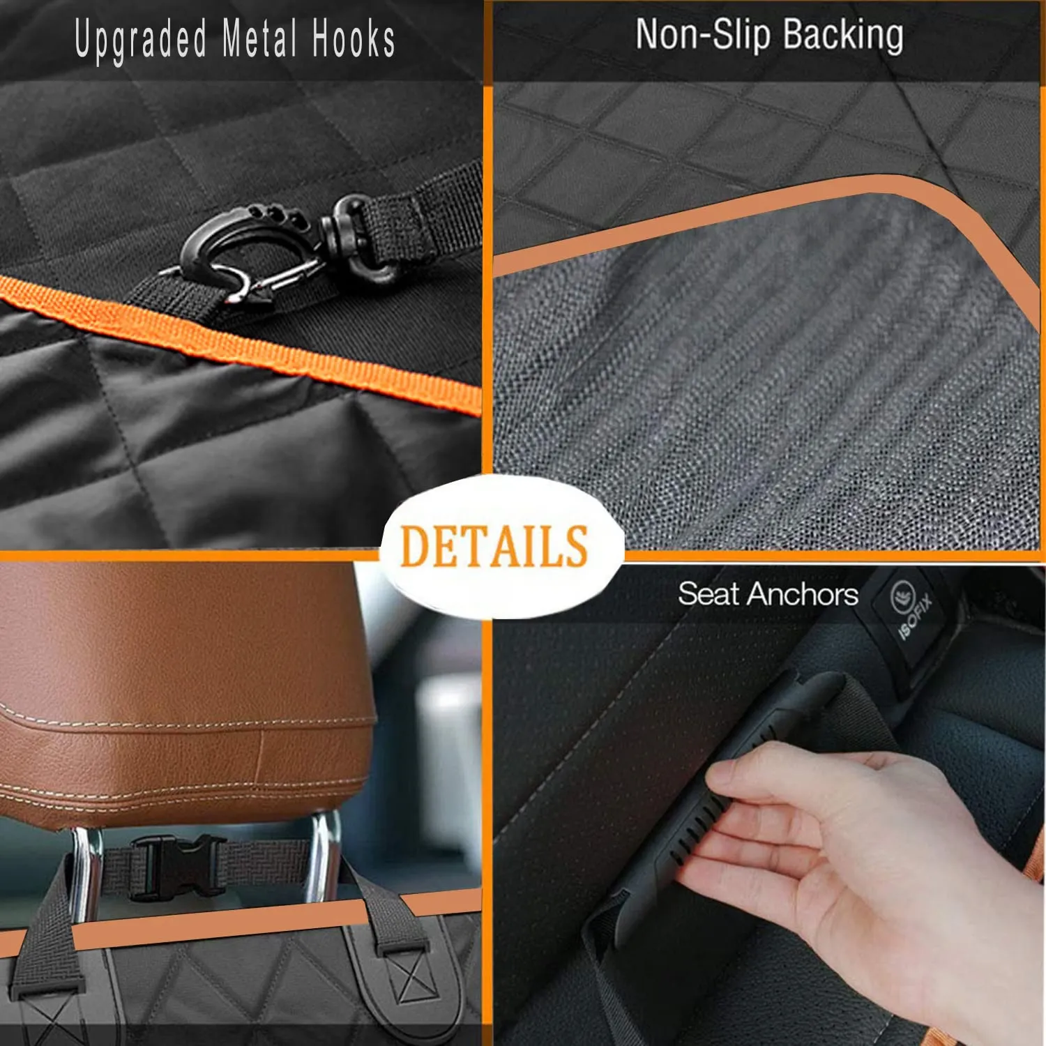 Waterproof Dog Car Seat Cover with Hammock & Mesh Window detail 4